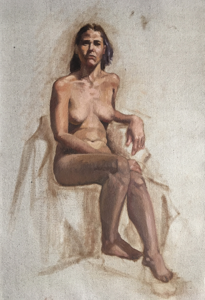 Seated Figure, 55 x 40cm, oil on canvas, 2017.